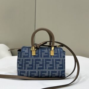 Replica Fendi By The Way Boston   Blue Denim - Best Fake Designer Bags