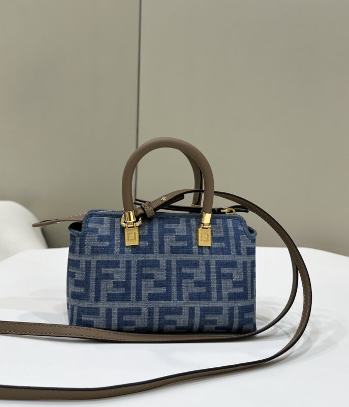 Replica Fendi By The Way Boston   Blue Denim - Best Fake Designer Bags