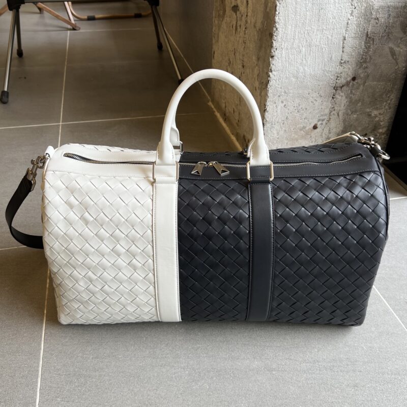 Replica Bottega Veneta Travel Bag Black White - Best Fake Designer Bags