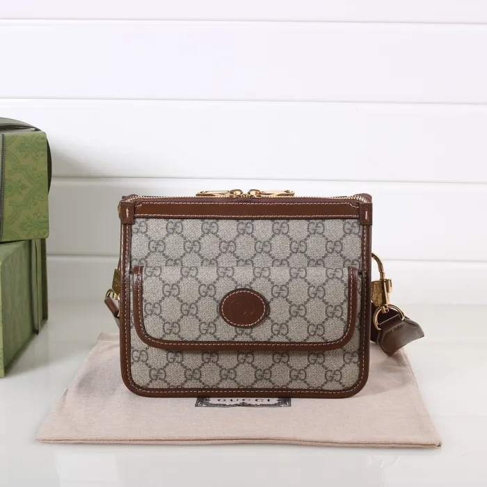 Replica GUCCI MESSENGER BAG WITH INTERLOCKING - Best Fake Designer Bags