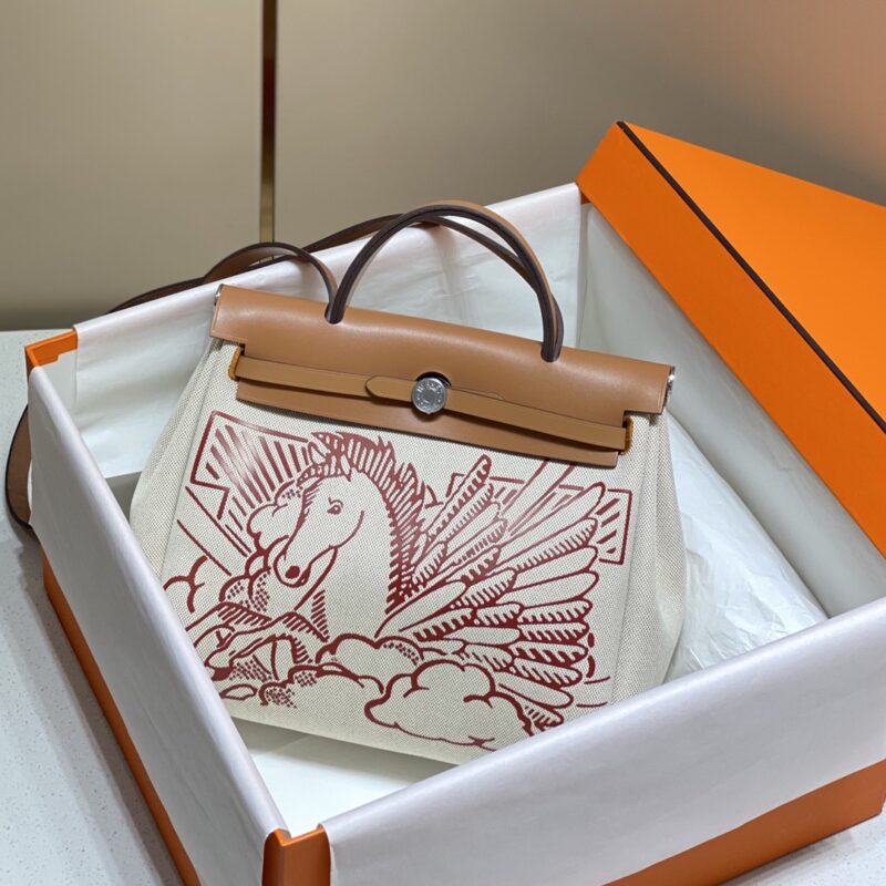 Replica Hermes Herbag 31cm Brown Horse - Best Fake Designer Bags