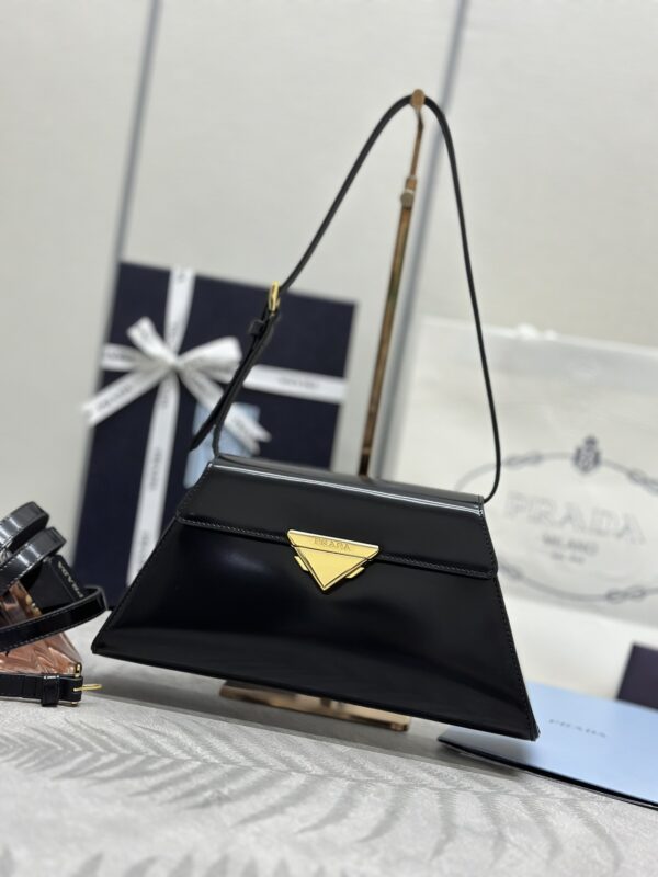 Replica Prada Triangle Leather Handbag Black - Best Fake Designer Bags