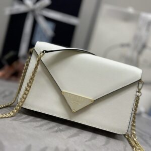 Replica Prada  Saffiano White Small Envelope - Best Fake Designer Bags