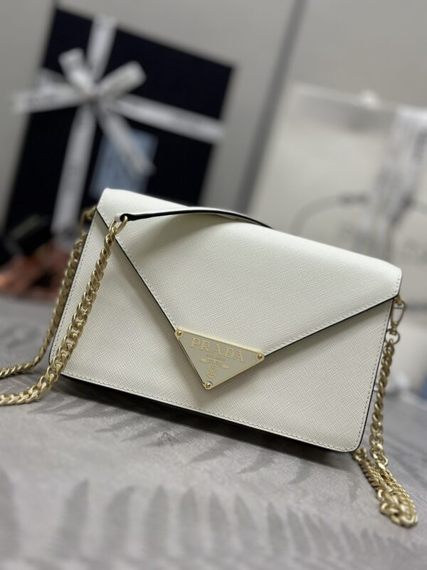 Replica Prada  Saffiano White Small Envelope - Best Fake Designer Bags