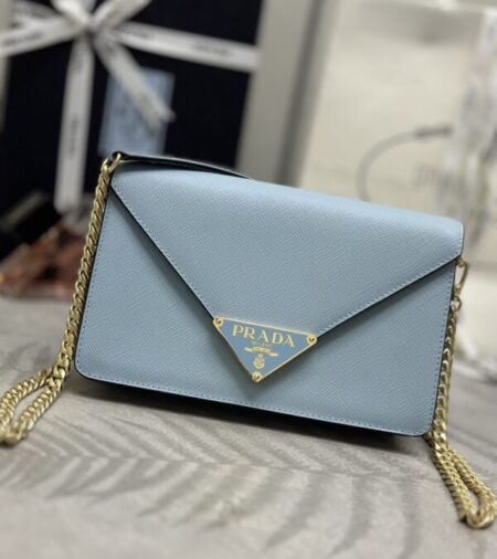 Replica Prada  Saffiano Blue Small Envelope - Best Fake Designer Bags