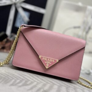 Replica Prada  Saffiano Pink Small Envelope - Best Fake Designer Bags
