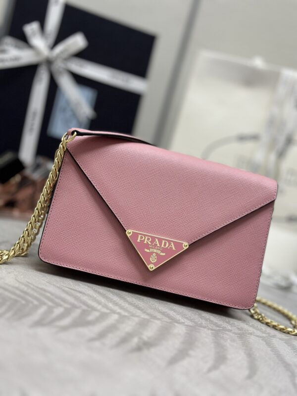 Replica Prada  Saffiano Pink Small Envelope - Best Fake Designer Bags