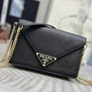 Replica Prada  Saffiano Black Small Envelope - Best Fake Designer Bags