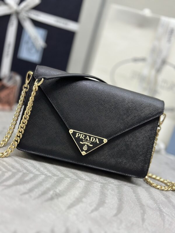 Replica Prada  Saffiano Black Small Envelope - Best Fake Designer Bags