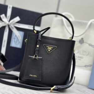 Replica Prada   Saffiano Black Bucket Black - Best Fake Designer Bags