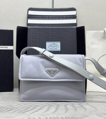 Replica Prada  Re-Nylon Shoulder Bag Ice Grey - Best Fake Designer Bags