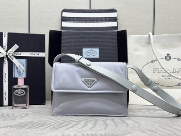 Replica Prada  Re-Nylon Shoulder Bag Ice Grey - Best Fake Designer Bags