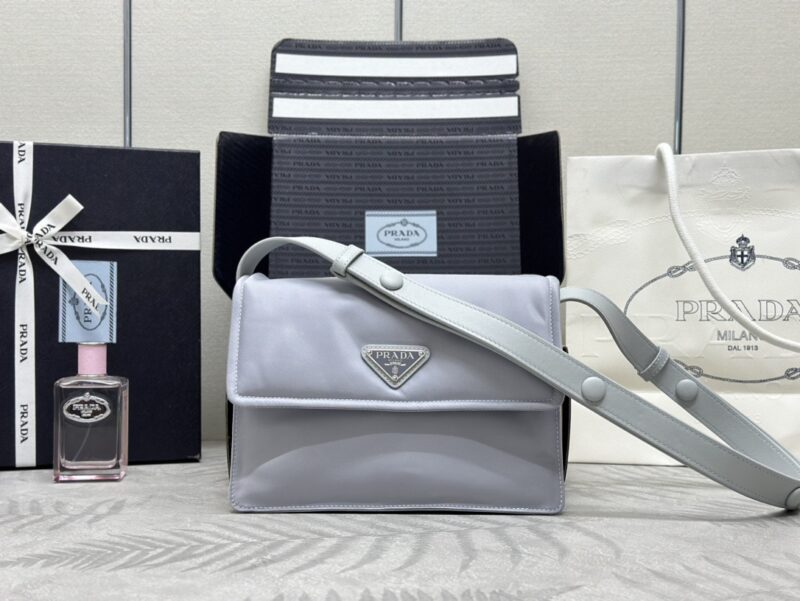 Replica Prada  Re-Nylon Shoulder Bag Ice Grey - Best Fake Designer Bags