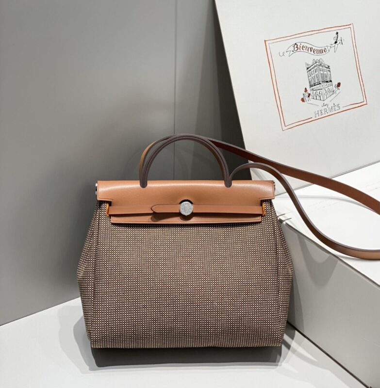Replica Hermes Herbag 31cm Brown Plaid - Best Fake Designer Bags
