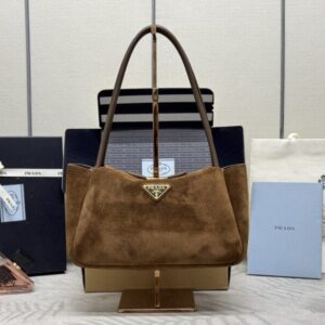 Replica Prada  Medium Suede Shoulder Bag - Best Fake Designer Bags