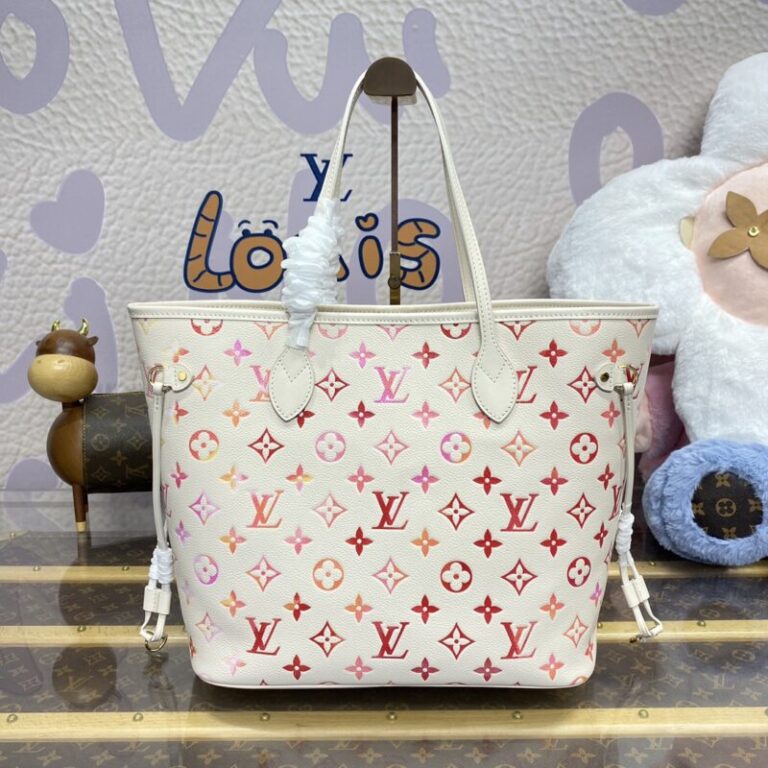 Replica Louis Vuitton Neverfull MM White Orange - Best Fake Designer Bags