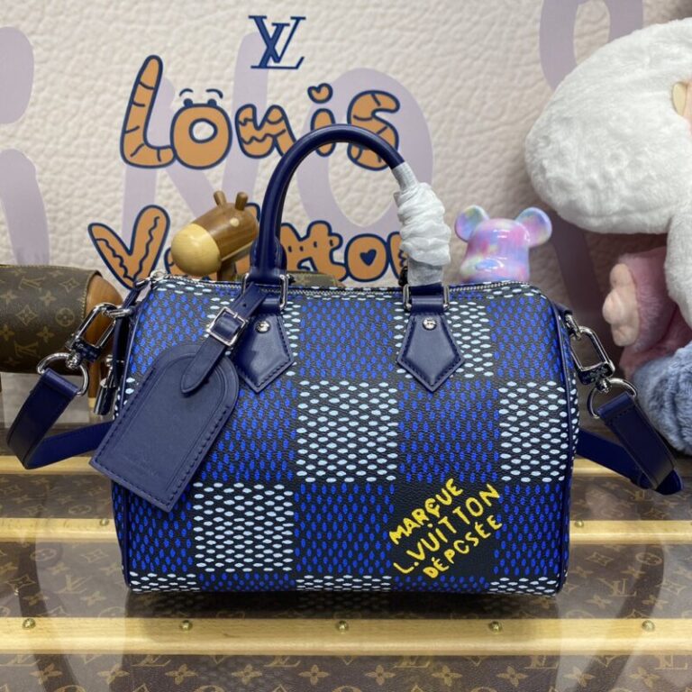 Replica Louis Vuitton Speedy Bandouliere 25 Blue Grid - Best Fake Designer Bags