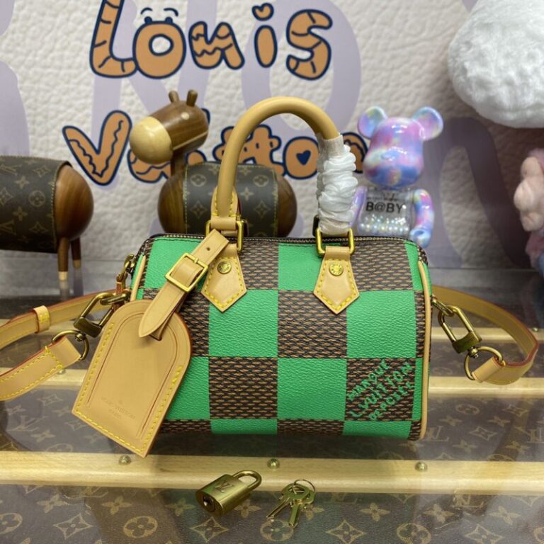 Replica Louis Vuitton Speedy 18 Green Grid - Best Fake Designer Bags