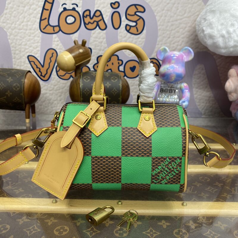 Replica Louis Vuitton Speedy 18 Green Grid - Best Fake Designer Bags
