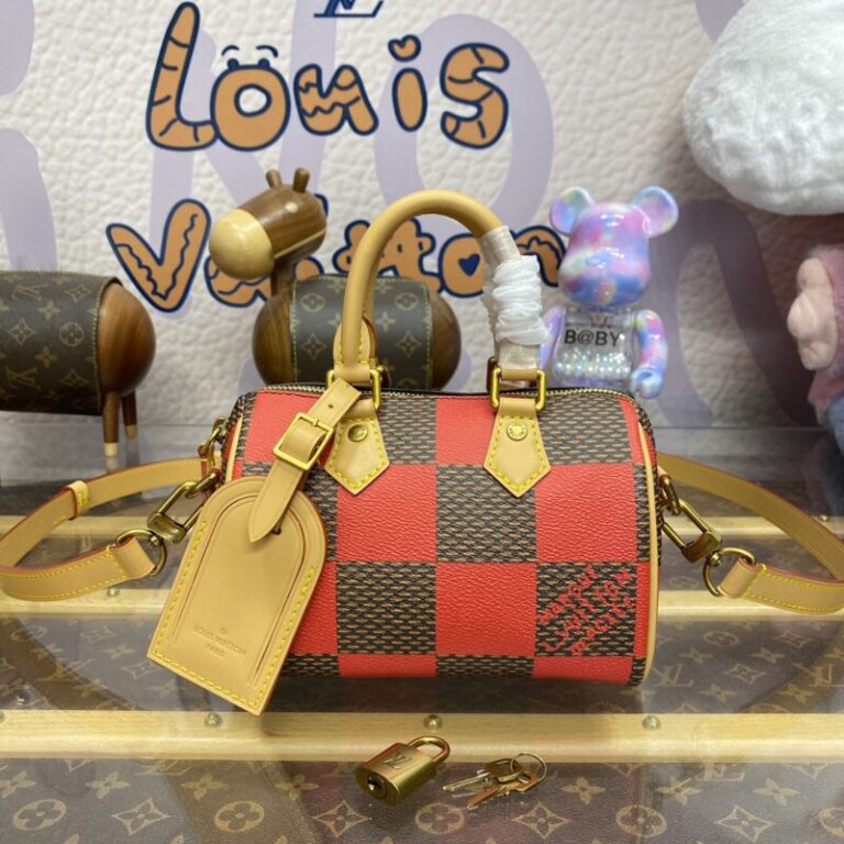 Replica Louis Vuitton Speedy 18 Red Grid - Best Fake Designer Bags
