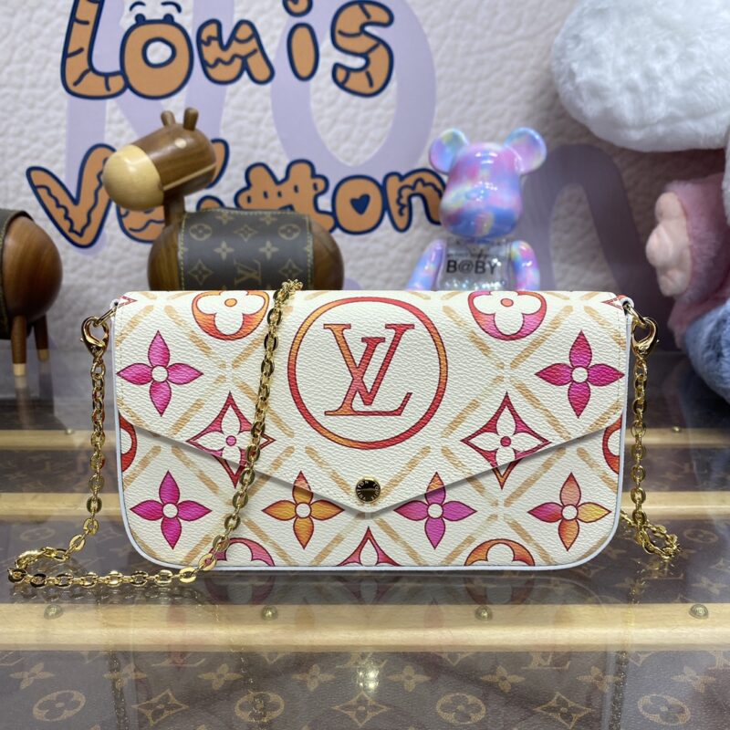 Replica Louis Vuitton Félicie Pochette White Orange Flowers - Best Fake Designer Bags