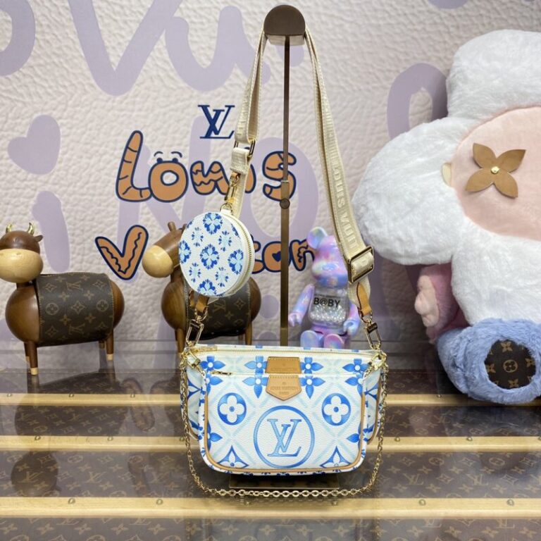 Replica Louis Vuitton Multi Pochette Accessoires White Blue - Best Fake Designer Bags