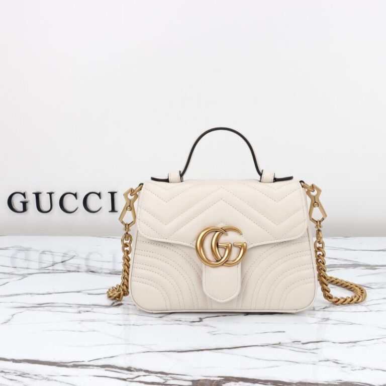 Replica Gucci  GG Marmont Top Handle White - Best Fake Designer Bags
