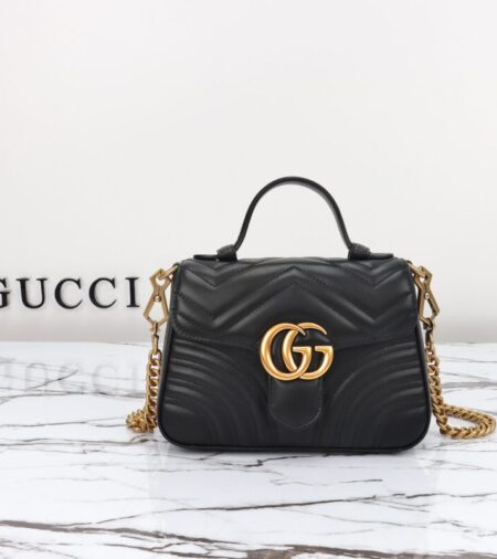 Replica Gucci  GG Marmont Top Handle Black - Best Fake Designer Bags
