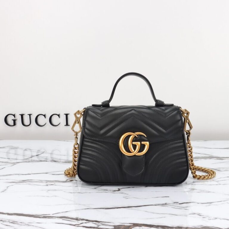 Replica Gucci  GG Marmont Top Handle Black - Best Fake Designer Bags