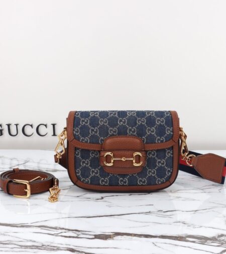 Replica Gucci Horsebit 1955  Double G Mini Denim - Best Fake Designer Bags