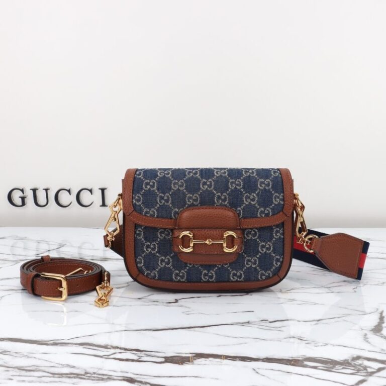 Replica Gucci Horsebit 1955  Double G Mini Denim - Best Fake Designer Bags