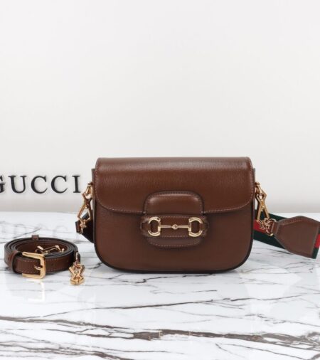 Replica Gucci Horsebit 1955  Double G Mini Brown - Best Fake Designer Bags