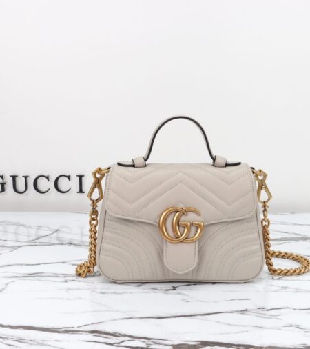 Replica Gucci  GG Marmont Top Handle Beige - Best Fake Designer Bags