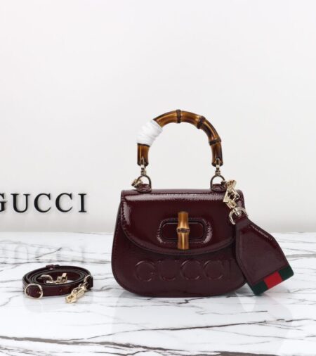 Replica Gucci  Bamboo 1947 Patent Bordeaux - Best Fake Designer Bags