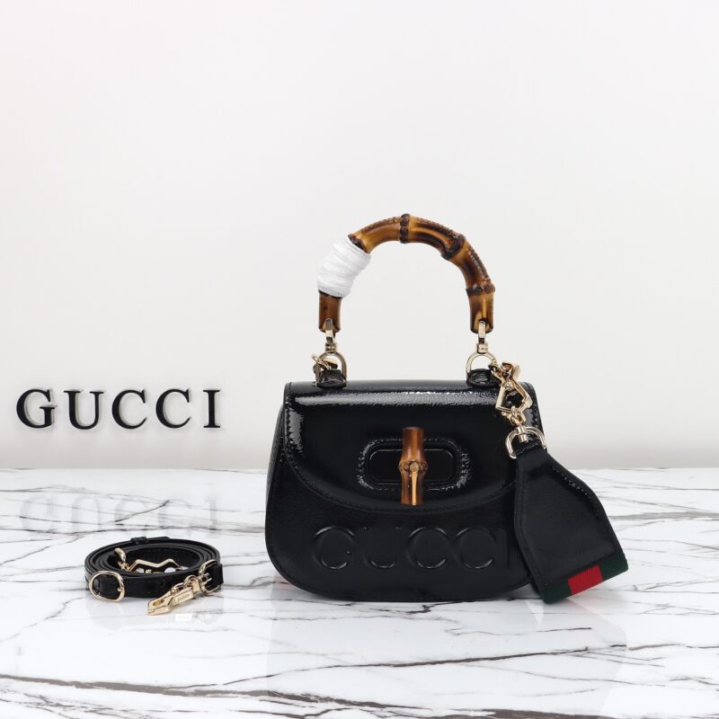 Replica Gucci  Bamboo 1947 Patent Black - Best Fake Designer Bags