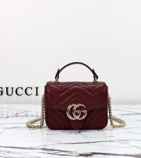 Replica Gucci  Marmont Mini Top Handle Bordeaux - Best Fake Designer Bags