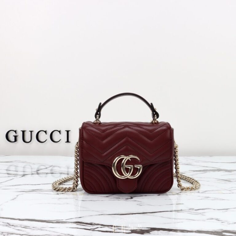 Replica Gucci  Marmont Mini Top Handle Bordeaux - Best Fake Designer Bags