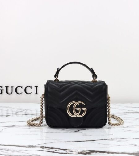 Replica Gucci  Marmont Mini Top Handle Black - Best Fake Designer Bags