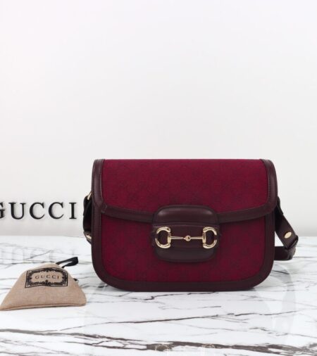 Replica Gucci  G 1955 Horsebit Red Denim - Best Fake Designer Bags
