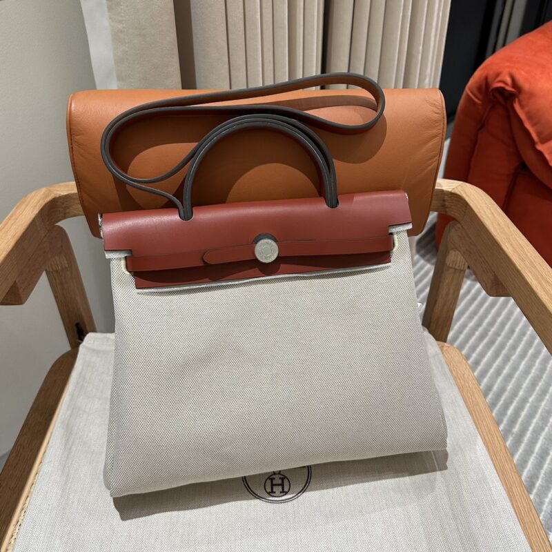 Replica Hermes Herbag 31cm Beige Red - Best Fake Designer Bags
