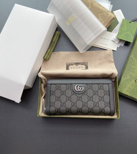 Replica Gucci  Ophidia Zipper Wallet Grey - Best Fake Designer Bags