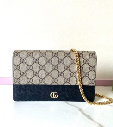 Replica Gucci  GG Marmont Chain Bag Black - Best Fake Designer Bags