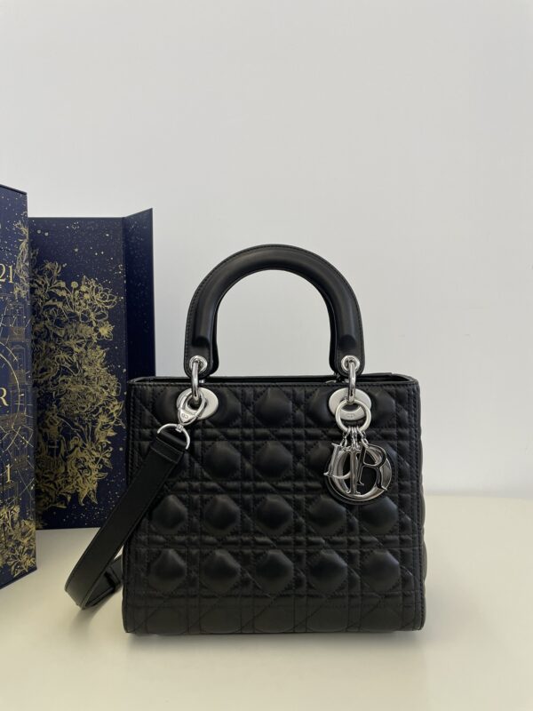 Replica Lady Dior Large Black Silver - Best Fake Designer Bags